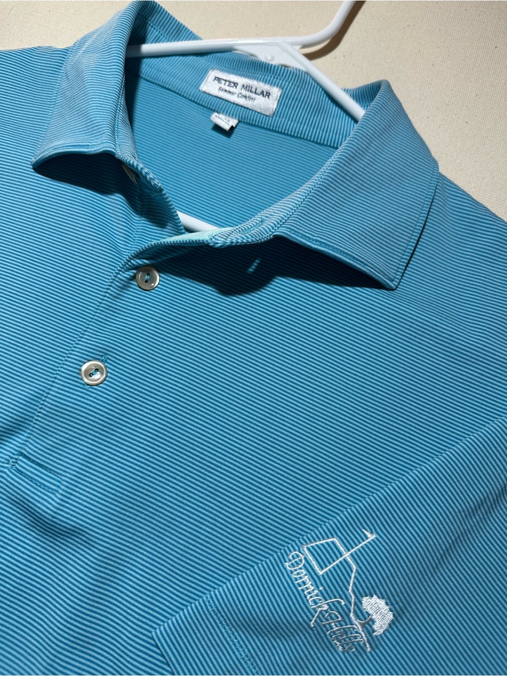 Peter Millar Men's Blue/Green Golf Polo x Dornick Hills Country Club
